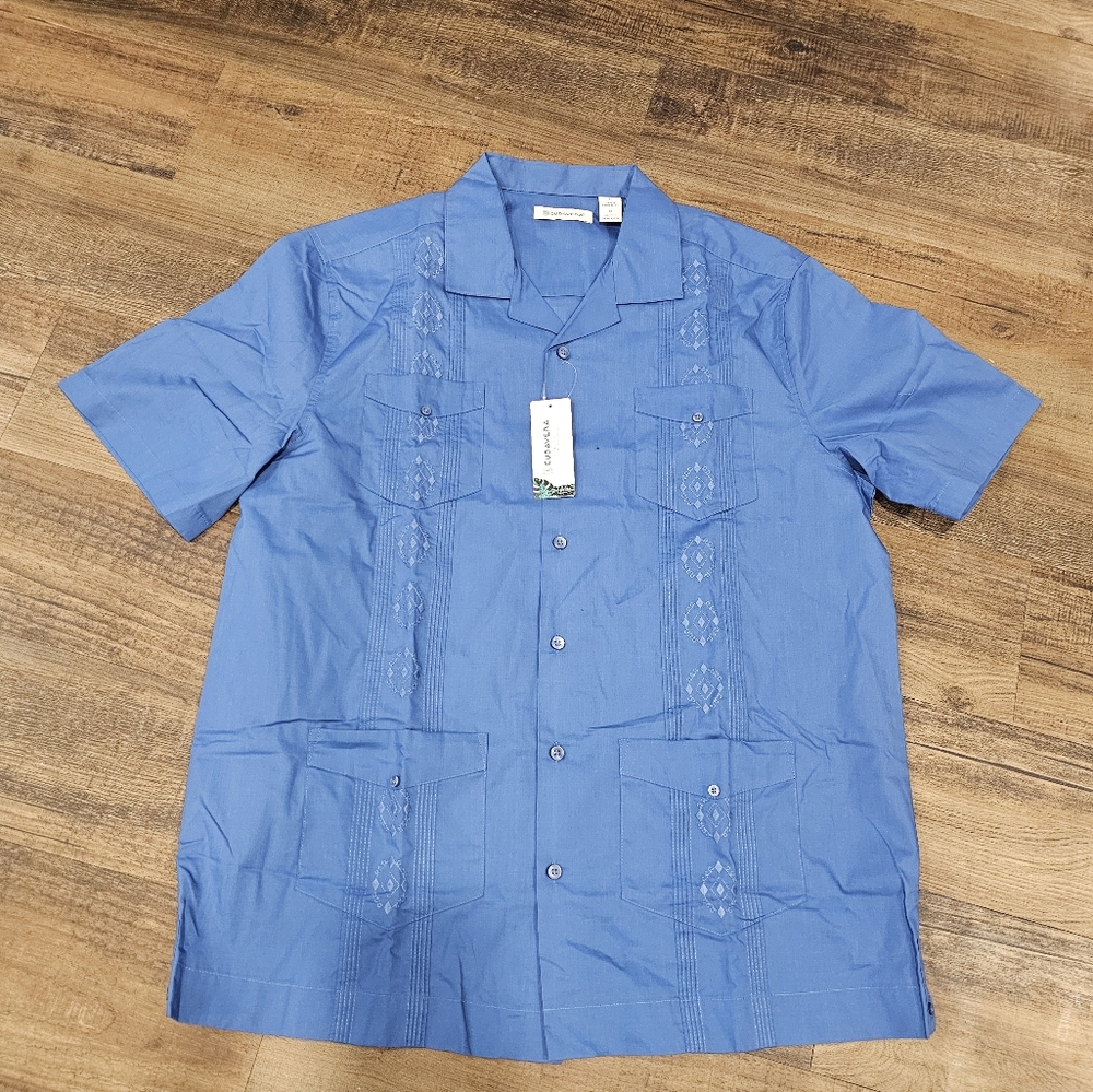 New Cubavera Short Sleeve Button Down Men's Shirt, Size L,